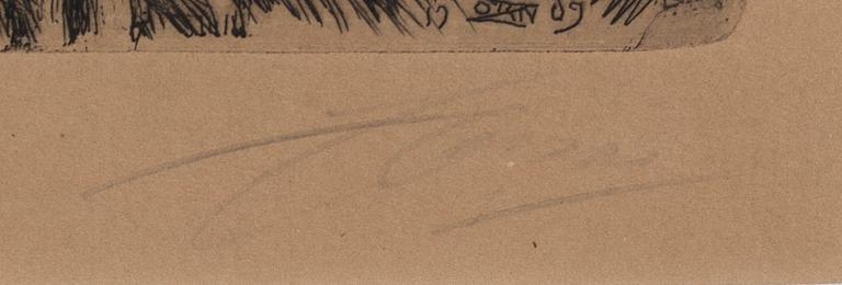 Anders Zorn, a signed etching from 1909.