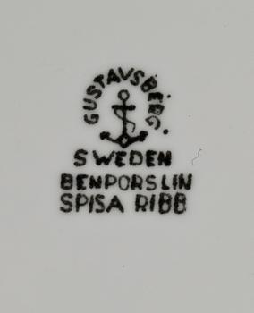 SERVIS, 36 delar, flintgods och benporslin, "Spisa Ribb", Stig Lindberg, Gustavsberg.