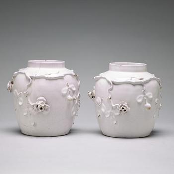 A pair of Swedish faiance jars, Marieberg, period of Ehrenreich (1758-66).