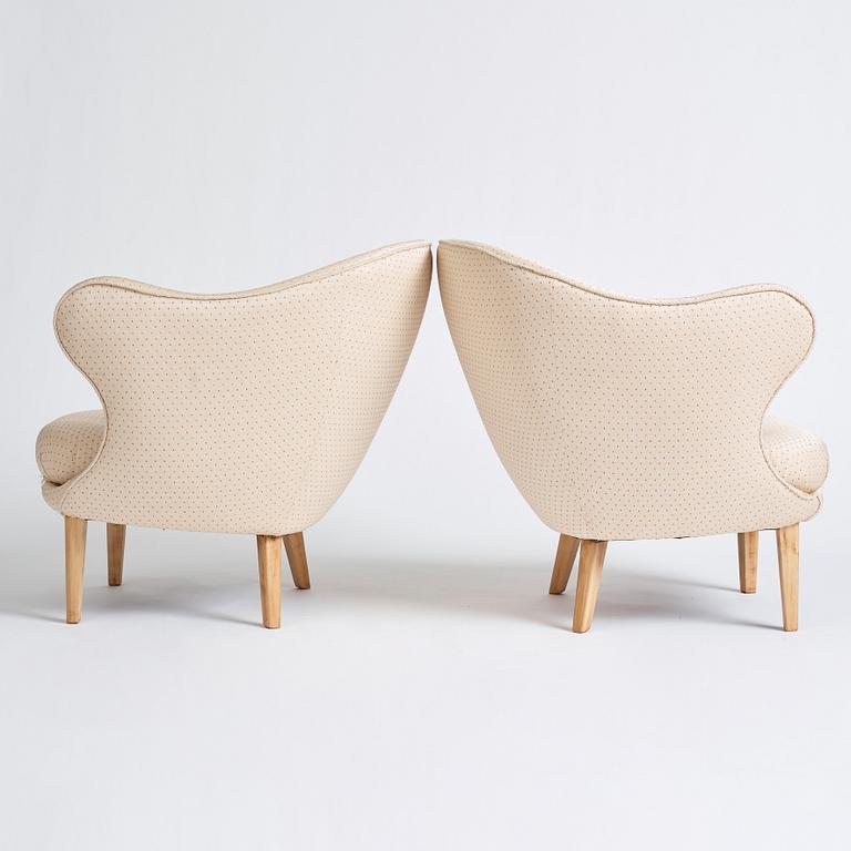 Arne Norell, a pair of "Gary" (The Thumb) easy chairs for Gösta Westerberg, Sweden 1950s.