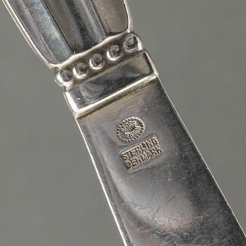 JOHAN ROHDE, bestick 48 dlr "Konge" för Georg Jensen sterling 1900-tal.