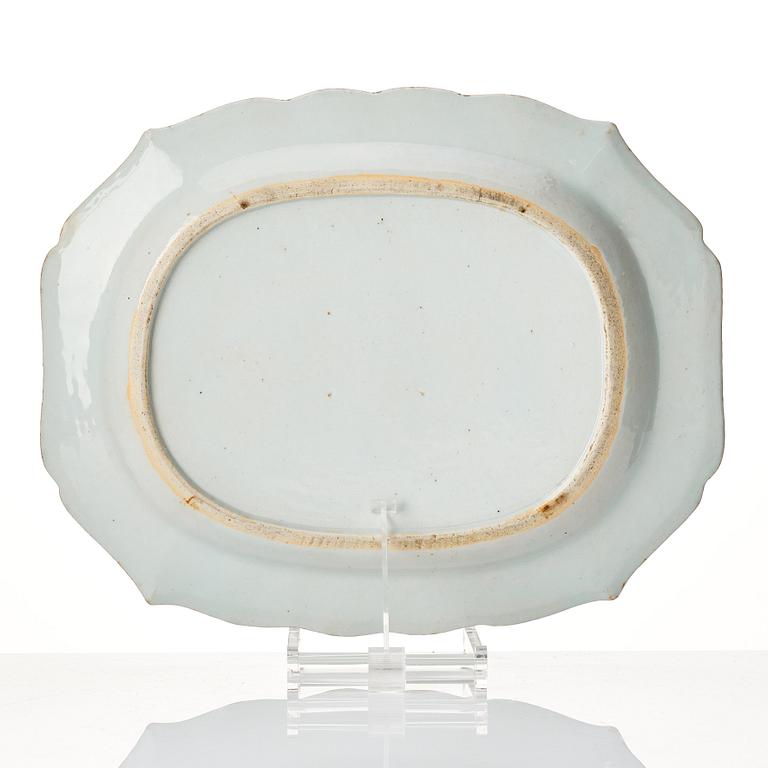 A set of two blue and white serving dishes and eigth dessert dishes, Qing dynasty, Qianlong (1736-95).