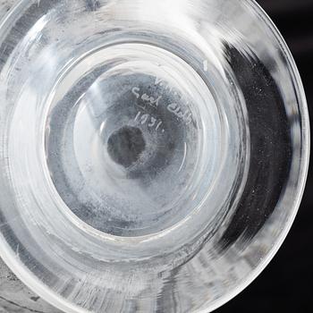 Carl Eldh, original drawings and an engraved glass decanter, Orrefors 1931.