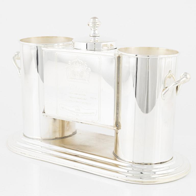 A silver plated wine cooler, contemporary.