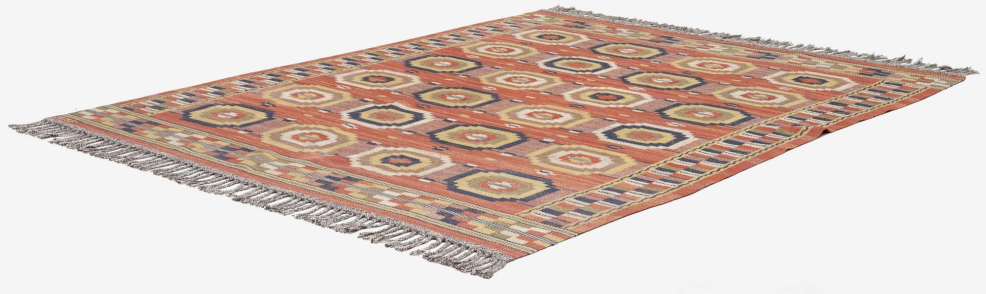 Märta Måås-Fjetterström, a 'Röda åttan' carpet, flat weave, c. 267 x 202 cm, signed MMF.