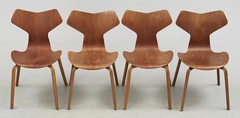 A set of four Arne Jacobsen 'Grand Prix', Fritz Hansen, Denmark 1950-60's.