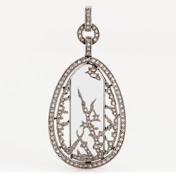 Fabergé, a jewelled platinum and rock-crystal pendant, design Alma Pihl.