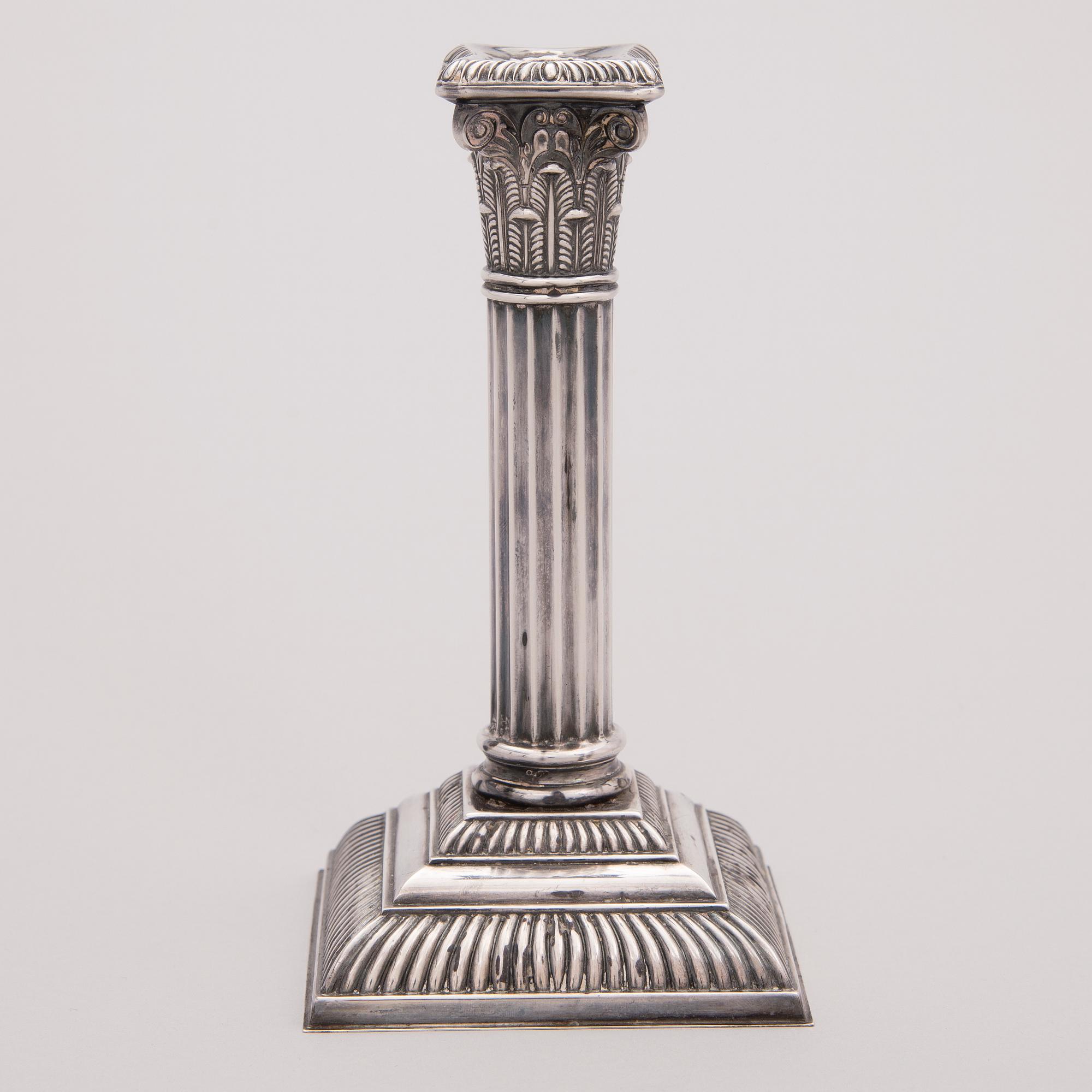 A Finnish Silver Candlestick, marks of Auran kultaseppä, Turku 1969.