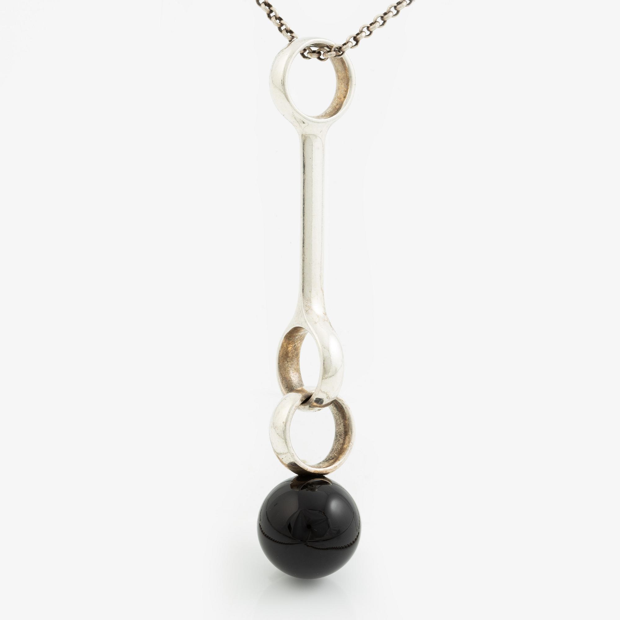 Necklace, Georg Jensen, "Sphere", design Regitze, silver with black agate.