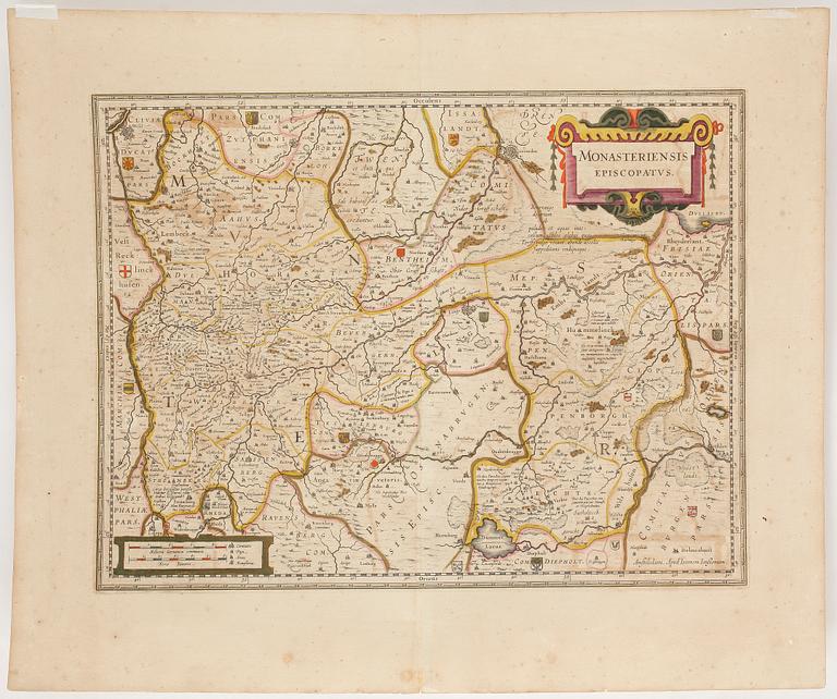 KARTA, 3 st, Willem Janszoon Blaeu, 1600-talets första hälft.