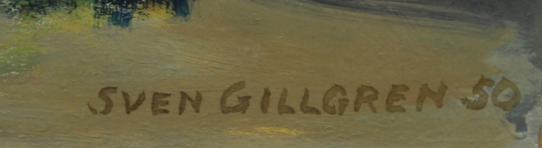 OKÄND KONSTNÄR, olja på pannå, sign Sven Gillgren o dat 50.