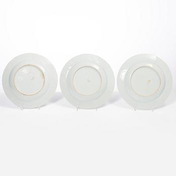 Tallrikar, sex stycken, kompaniporslin, Kina, Qingdynastin, Qianlong (1736-95).