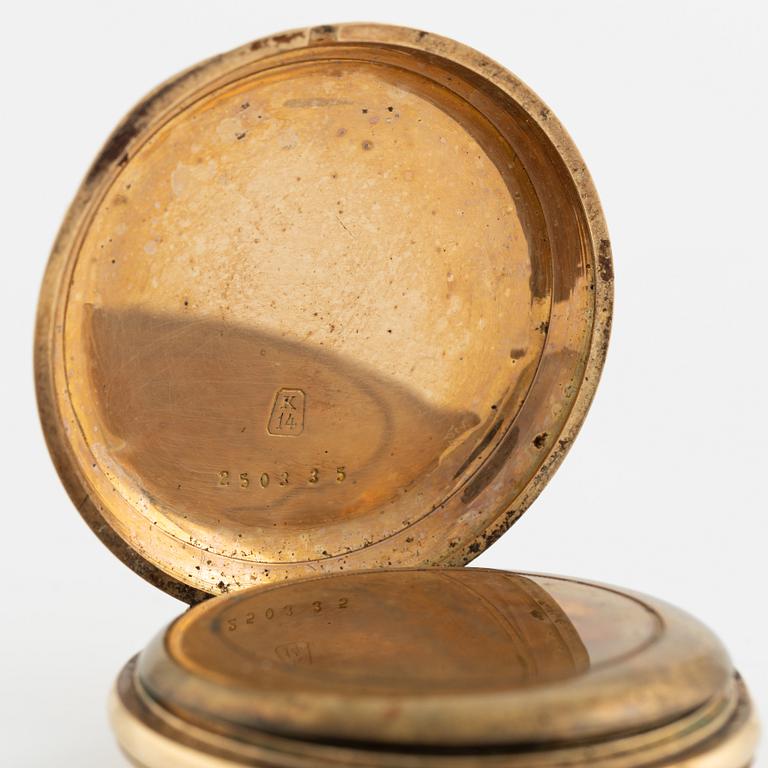 Pocket watch, 14K gold, 37 mm.