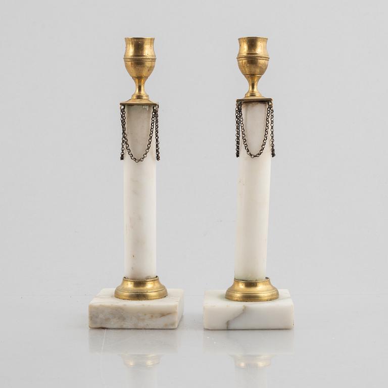 A pair of candlesticks, Gustavians style, 19th century.