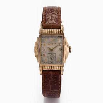 Bulova, ‘Winston’, wristwatch, 25 x 29 mm, gold-plated, manual, late 1930s.