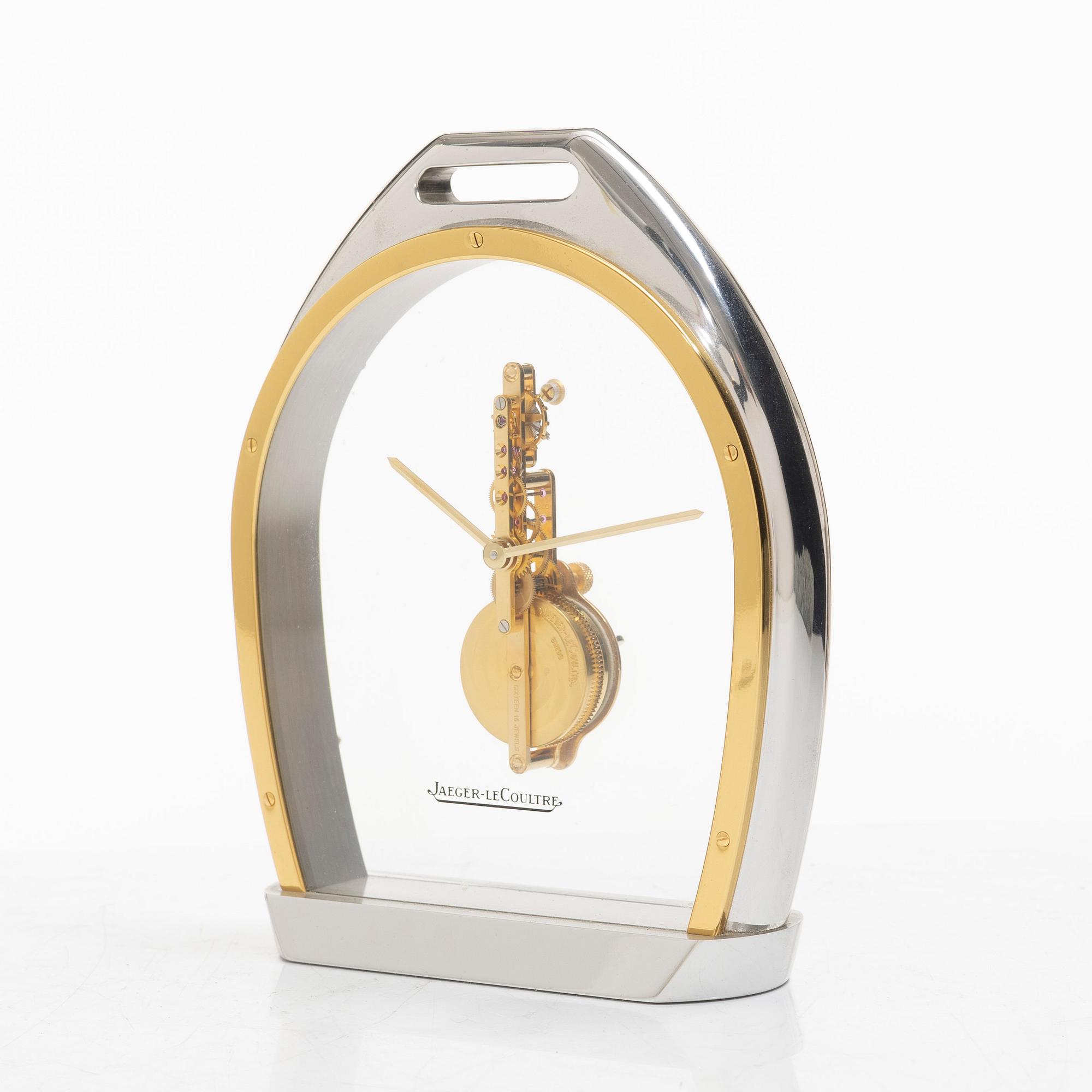 Jeager Lecoultre, a stirrup table clock, Switzerland, mid 20th century.