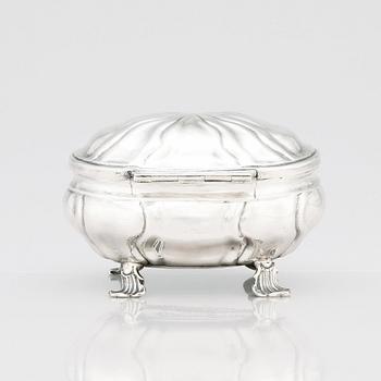 A Baltic 18th Century Rococo silver sugar-casket, mark of Wilhelm Christian Hillebrandt, Reval (1758-1780).