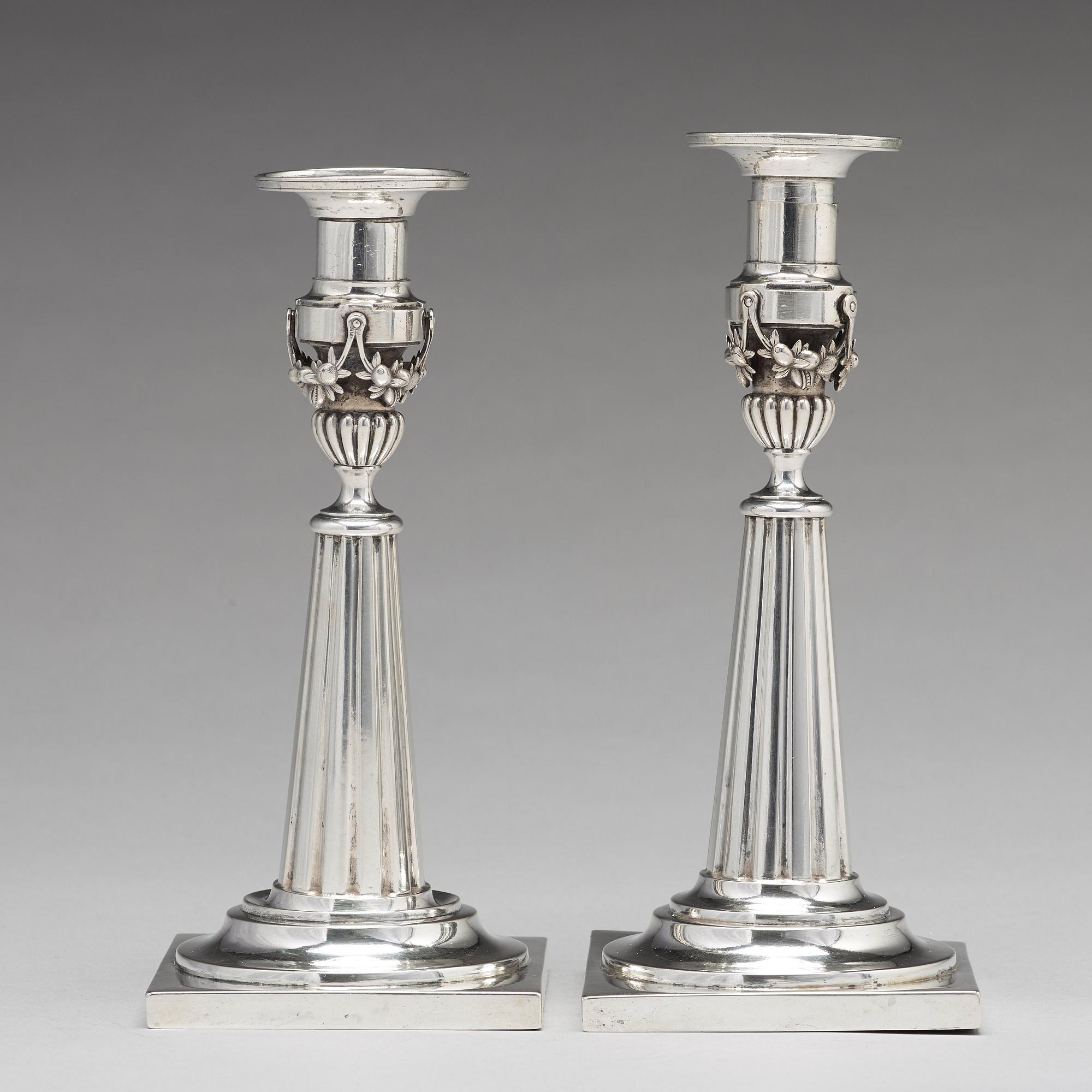 Johann Rudolf Haller, ljusstakar, ett par, silver, Augsburg 1801.
