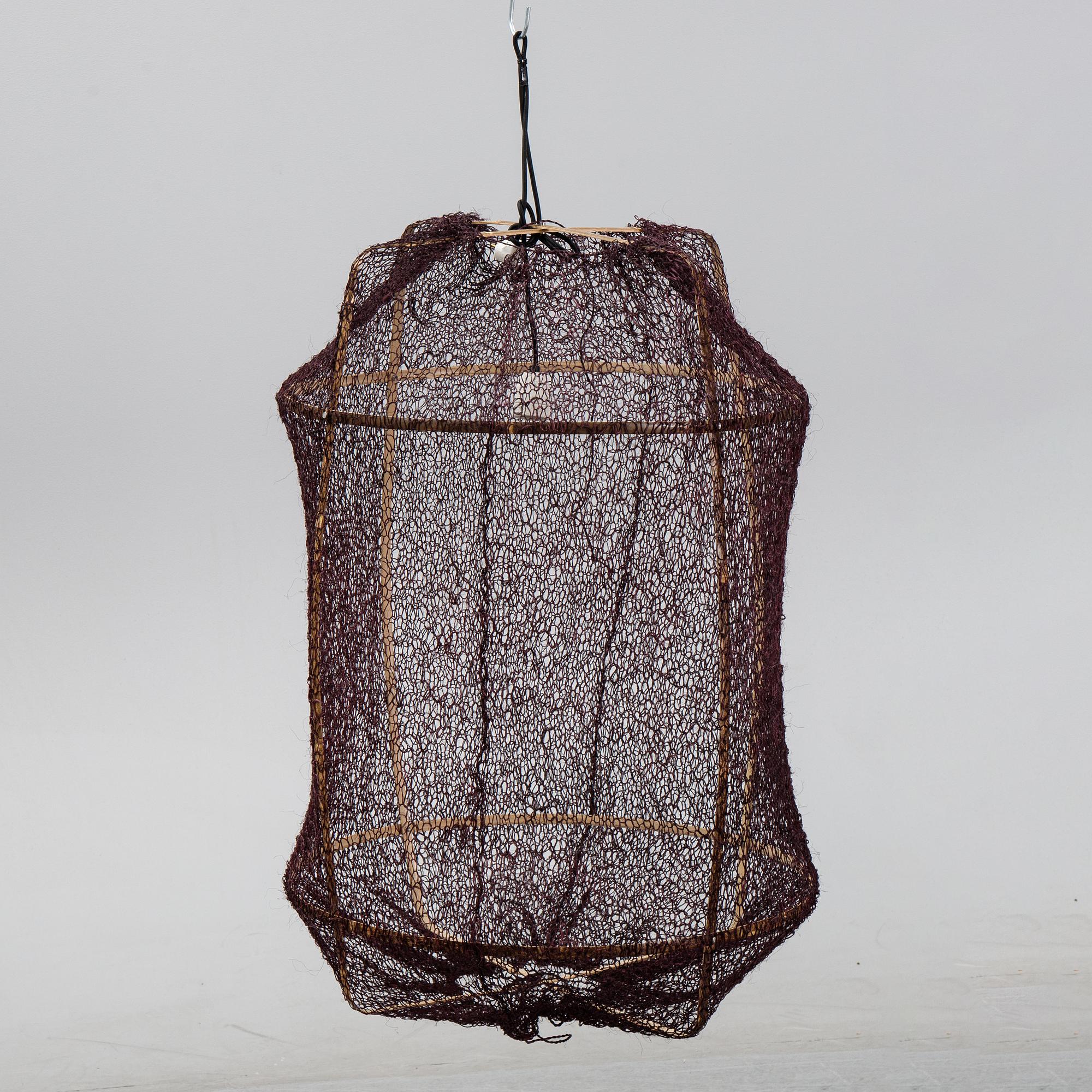 A 'Z1 Black' bamboo and sisal net ceiling light, Ay Illuminate.