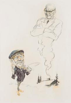 JUSSI AARNIO, piirros, sekatekniikka, signeerattu.