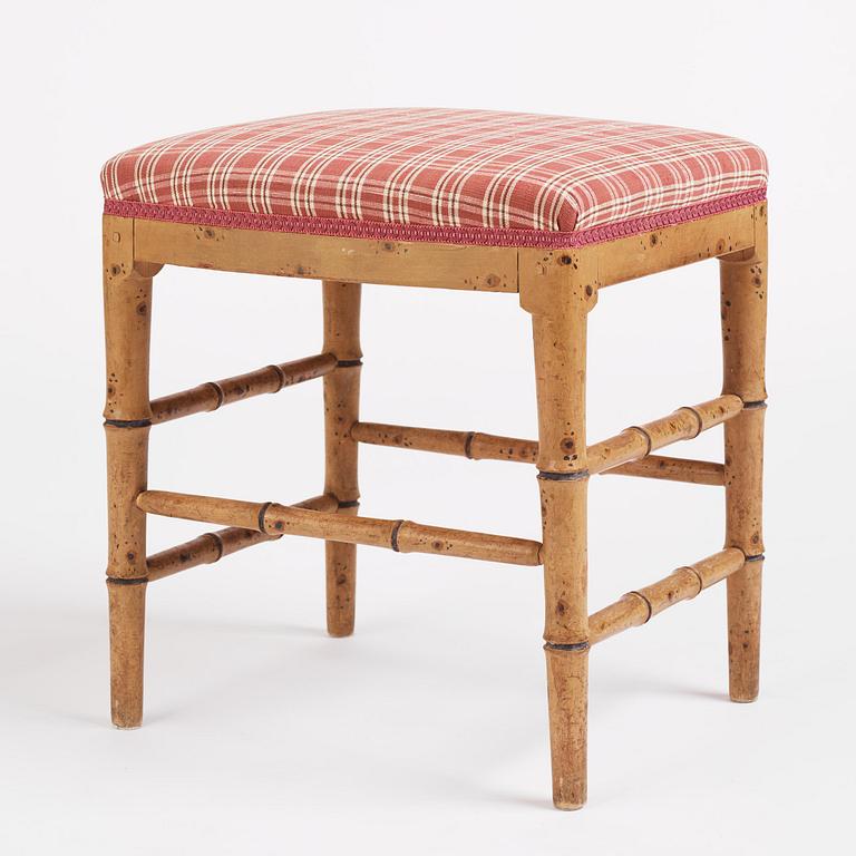 A late-Gustavian stool à la chinoise attributed to E. Ståhl (master in Stockholm 1794-1820).