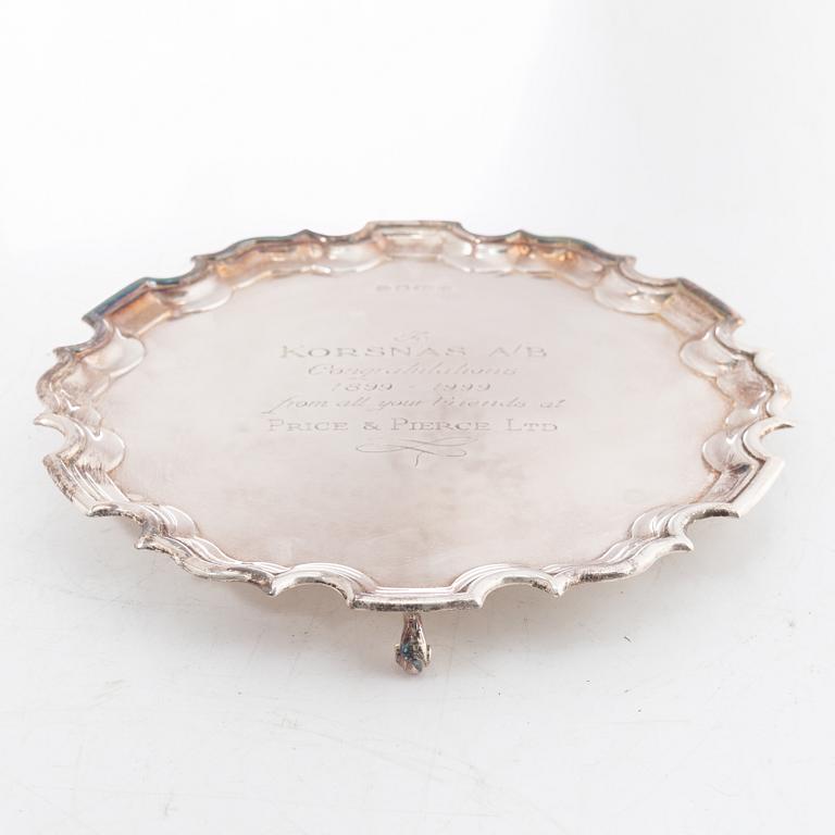 An English silver salver, mark of Carr's of Sheffield Ltd, Sheffield, 1998.