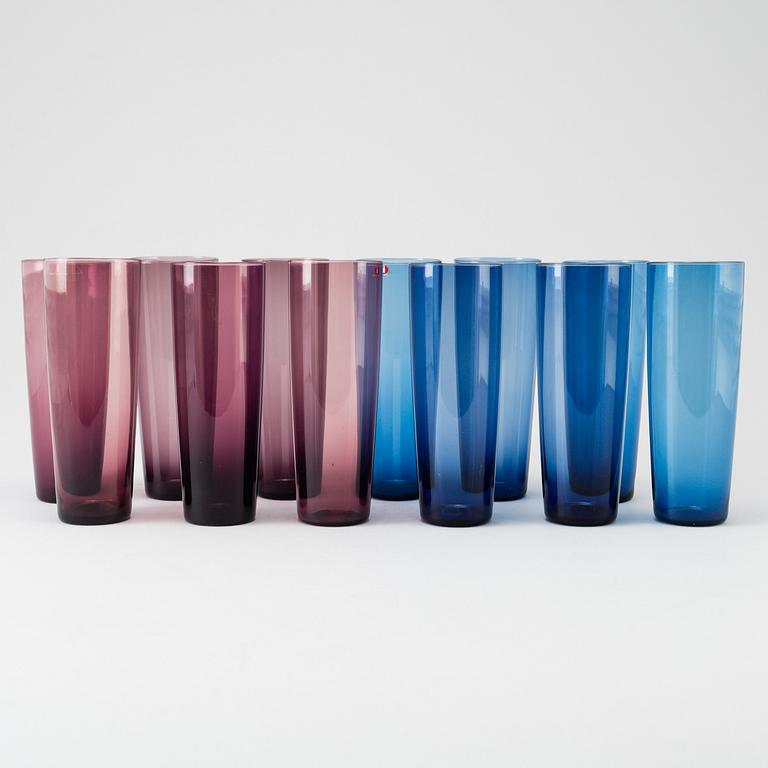 TAPIO WIRKKALA, a set of 12 glasses model 2204 by Iittala in the 1960's.