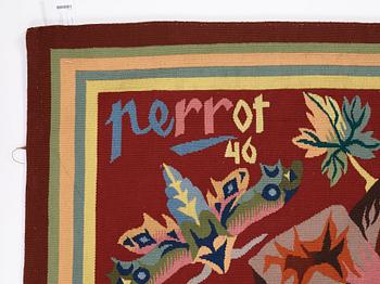 TAPESTRY. "La Trêve de Mai". Tapestry weave. 195 x 243,5 cm. Signed perrot 46 as well as a shield with a hand and R B.