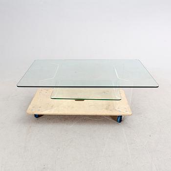 A late 20th century glass and plexi coffee table.