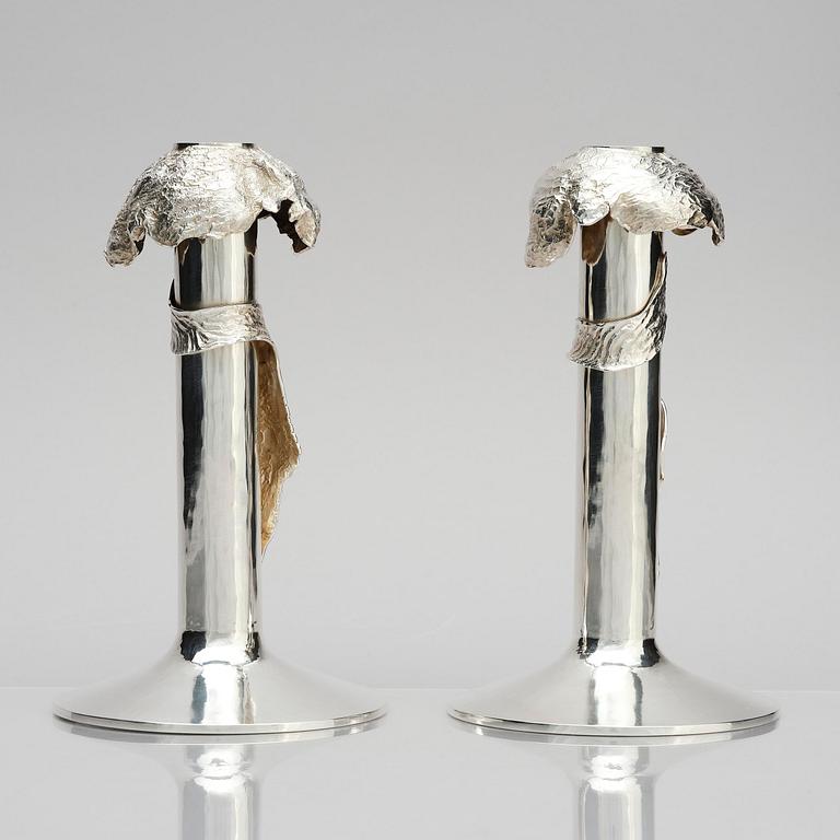Olle Ohlsson, a pair of silver candlesticks, Stockholm, Sweden 1978.
