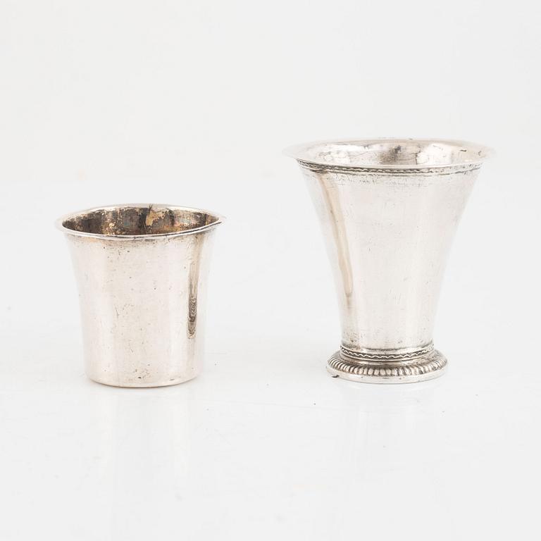 Four Swedish Silver Cups, 18-19th Century.