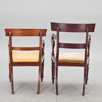 KARMSTOLAR, 2 st, Regency och Regency-stil, England, 1800-tal.