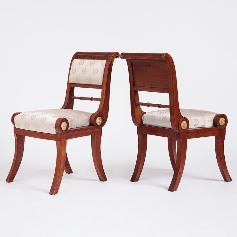 A set of five mahogany Empire chairs, the model attributed to C. F. Sundvall (1754-1831).