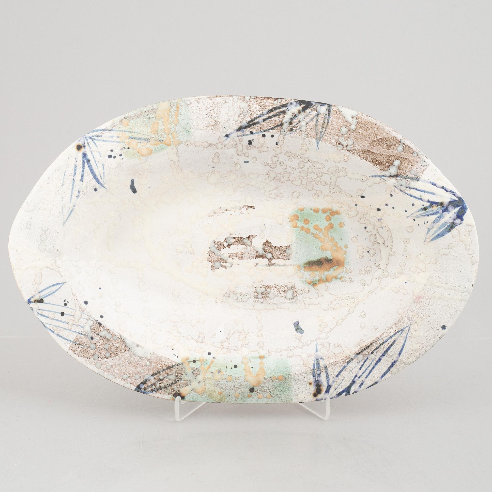 Margareta Andersson, a contemporary stoneware dish, own studio, Kungsbacka.
