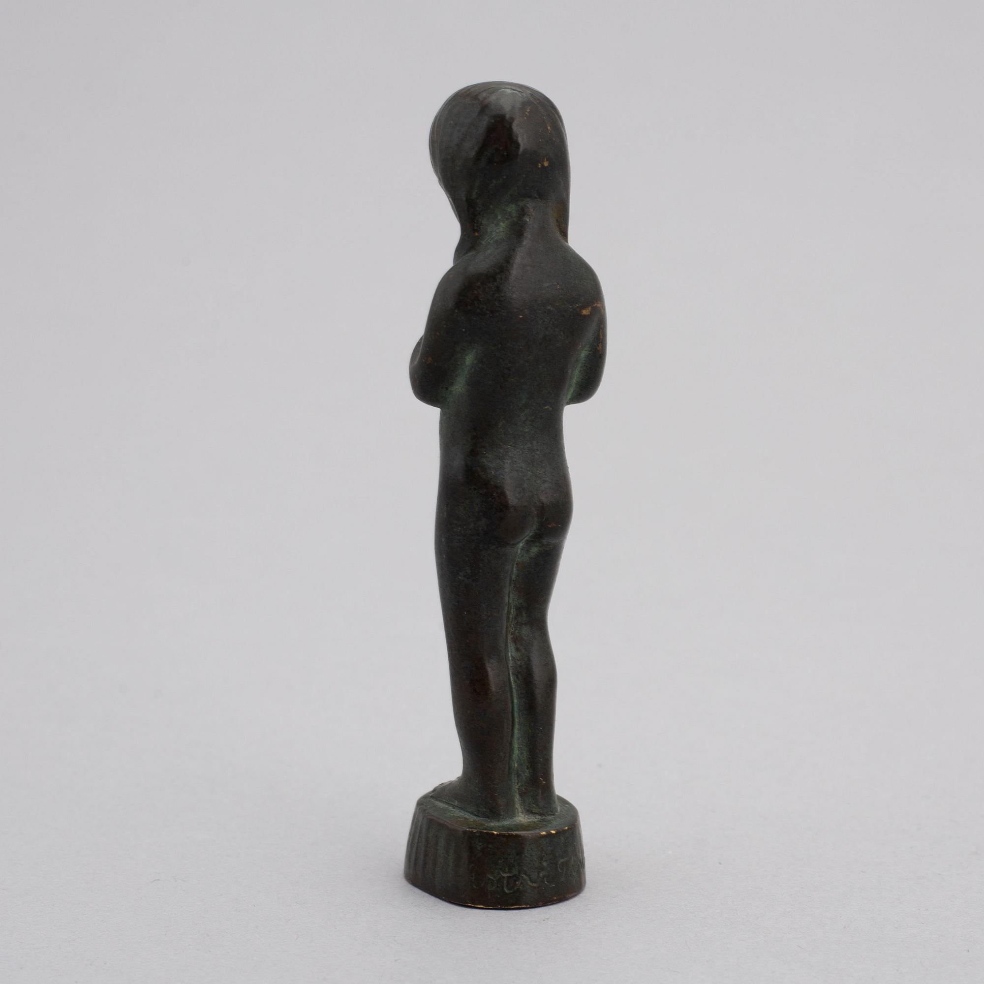 Astri Bergman-Taube, skulptur/sigillstamp, brons, signerad.