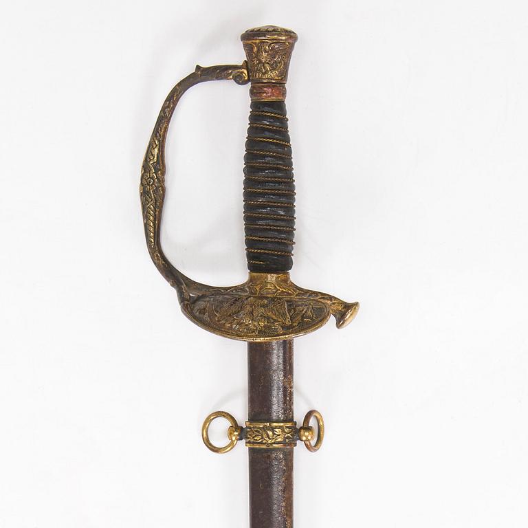 Sword, American, model 1860 for officers, with scabbard.