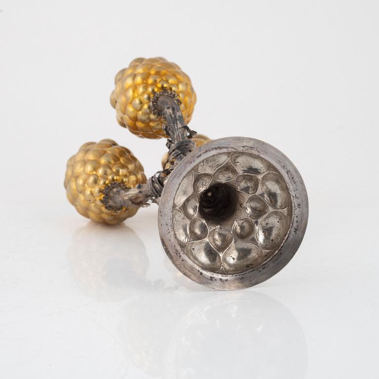 A Baroque Style Parcel-Gilt Silver Pineapple Cup with Cover, circa 1900.
