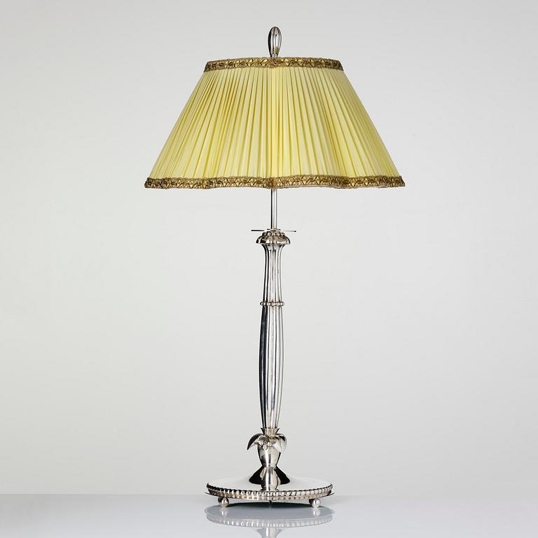 Firma Carl Hoff, a silver table lamp, Swedish import marks, Helsingborg 1929.