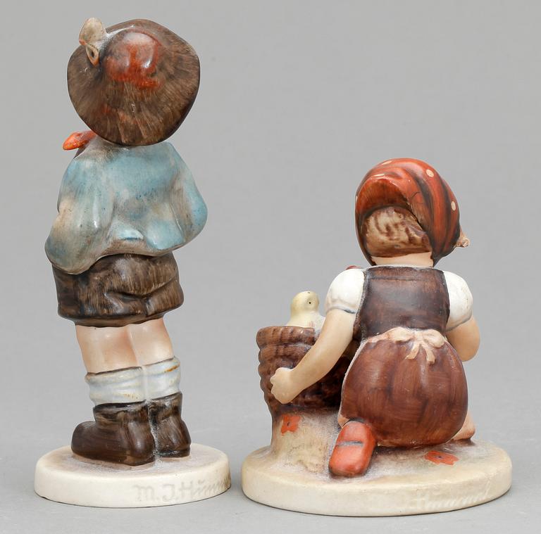 FIGURINER, 2 st, porslin, MJ Hummel, Goebel, 1900-tal.
