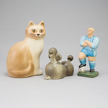 3 stoneware figurines by Lisa Larson for K-studion in Gustavsberg, 21st century.