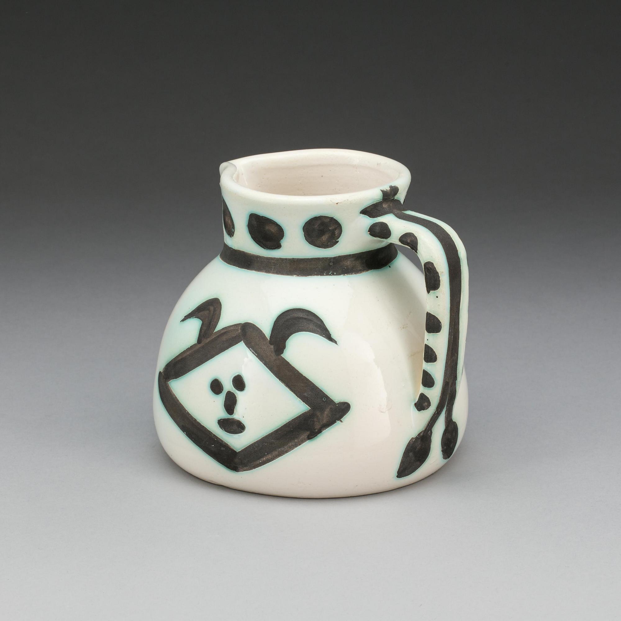 A Pablo Picasso 'Têtes' pitcher, Madoura, Vallauris, France 1956.
