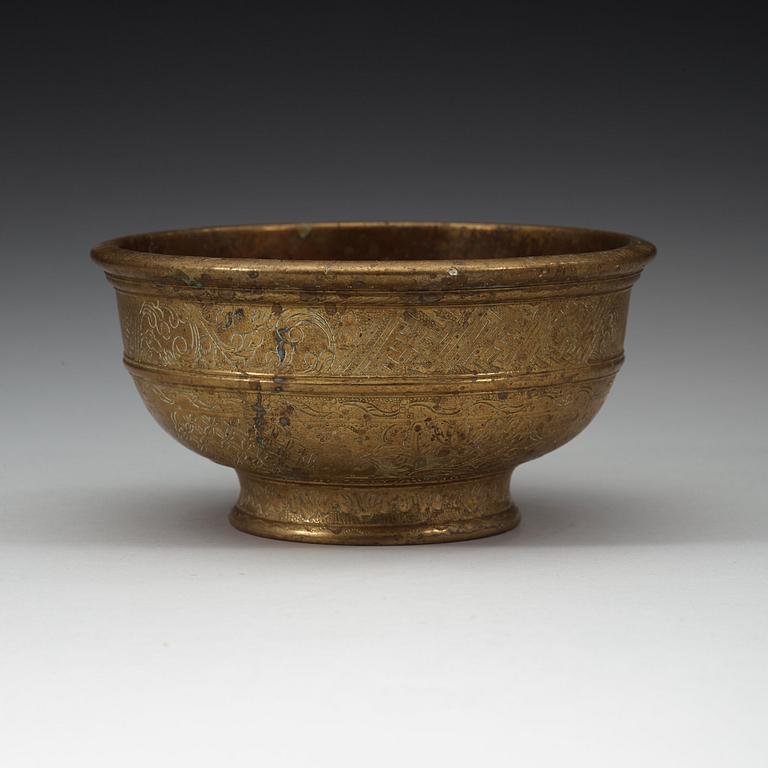 A Tibetan bronze bowl, 19th Century.