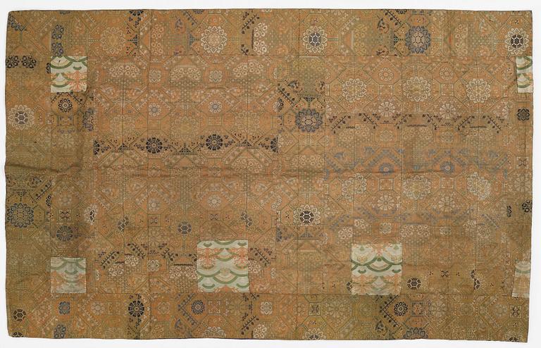 A patchwork blanket with Japanese silk brocade, Meiji period (1868-1912).