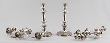 KANDELABRAR, ett par, nysilver, 1900-talets mitt/andra hälft.