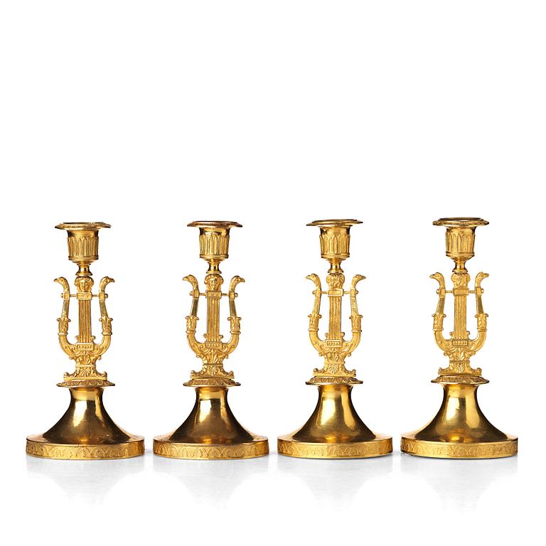 Four Russian Empire candlesticks, beginning of the 19th century.
