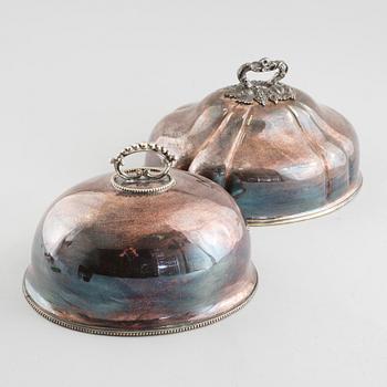 Two new silver meat dome covers, early 20th century.