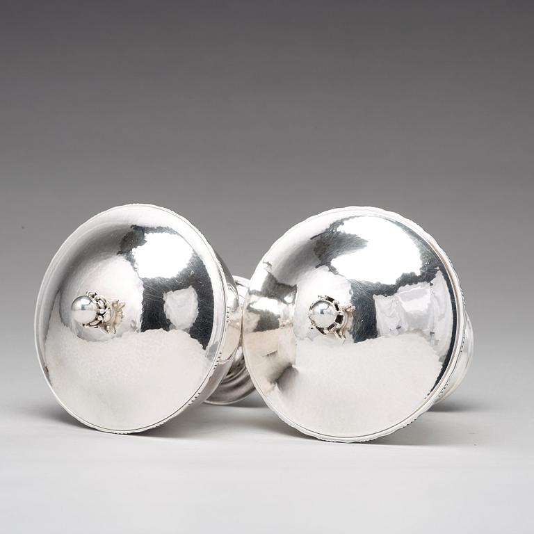 Georg Jensen, a pair of sterling bonbonnières, Copenhagen 1920's, design nr 180 C.