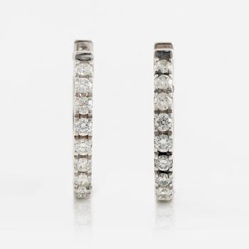 Brilliant cut diamond hoop earrings, total 0,76 ct.