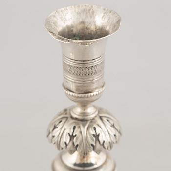 Ljusstakar, silver, två snarlika, Berlin 1820-1850.