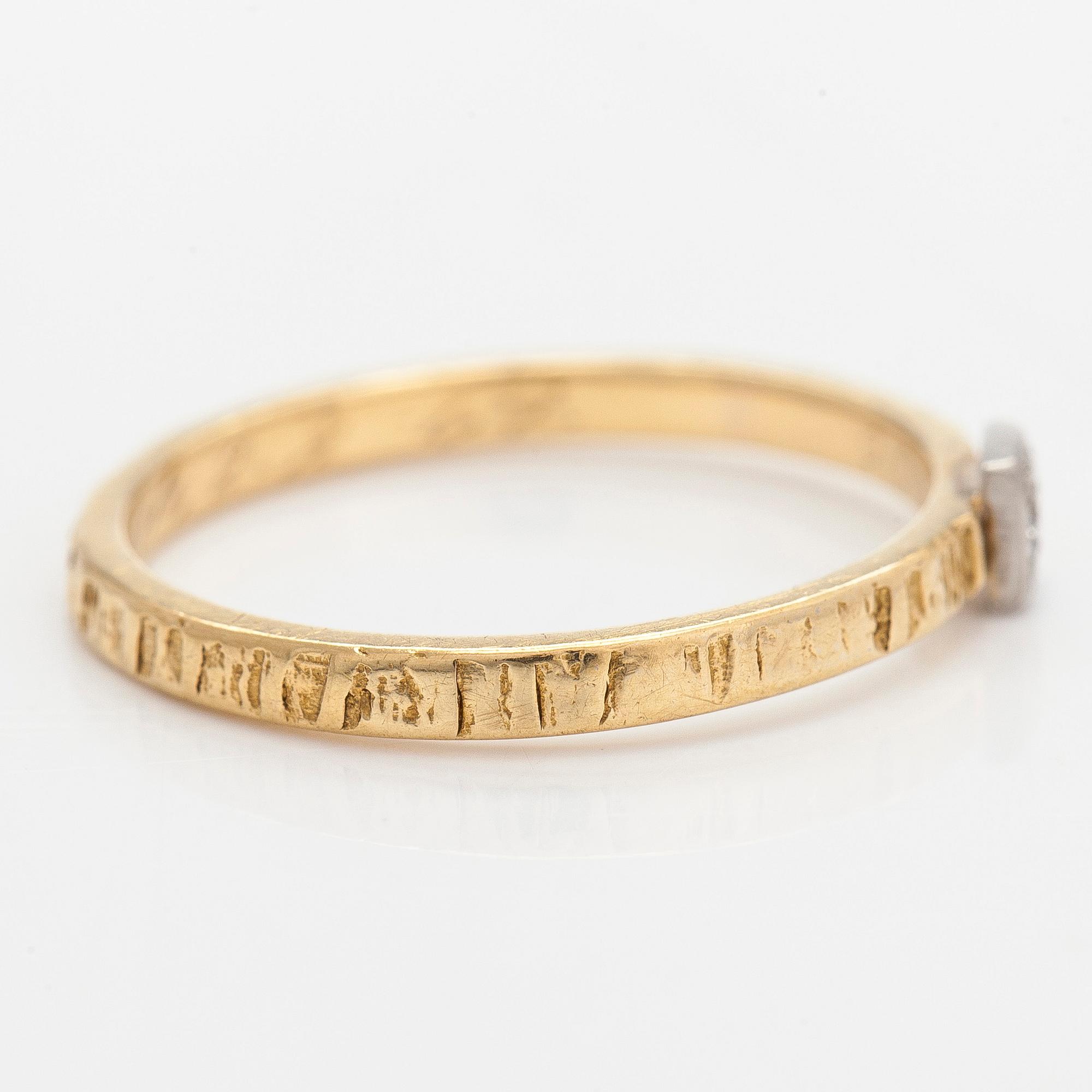 Björn Weckström, an 18K gold ring and diamond, Lapponia 1966.